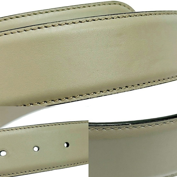 Gucci Interlocking GG Buckle Leather Belt Grey Gold - Picture 8 of 9